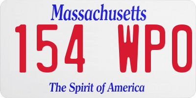 MA license plate 154WP0