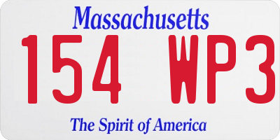 MA license plate 154WP3