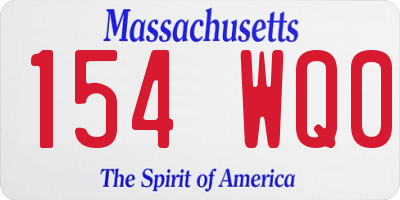 MA license plate 154WQ0