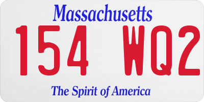 MA license plate 154WQ2