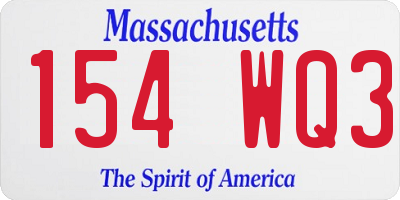 MA license plate 154WQ3