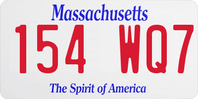 MA license plate 154WQ7