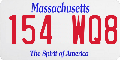 MA license plate 154WQ8