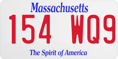 MA license plate 154WQ9