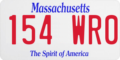 MA license plate 154WR0