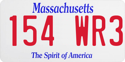 MA license plate 154WR3