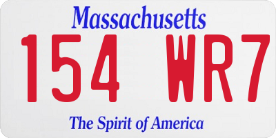 MA license plate 154WR7
