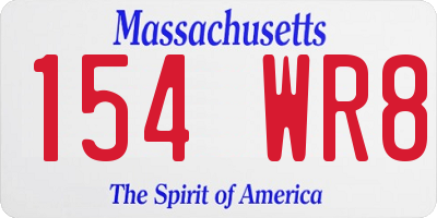 MA license plate 154WR8