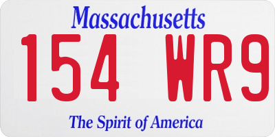 MA license plate 154WR9