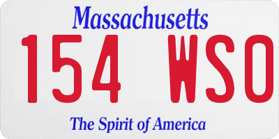 MA license plate 154WS0