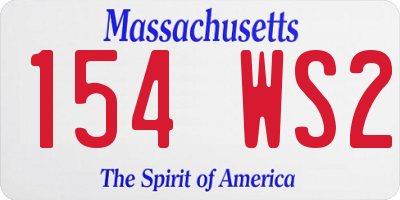 MA license plate 154WS2