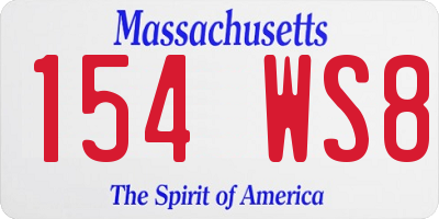 MA license plate 154WS8