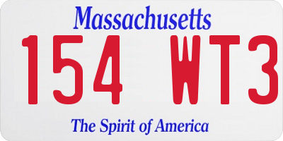 MA license plate 154WT3