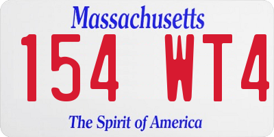 MA license plate 154WT4