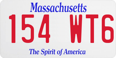 MA license plate 154WT6