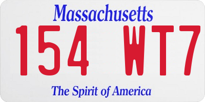 MA license plate 154WT7
