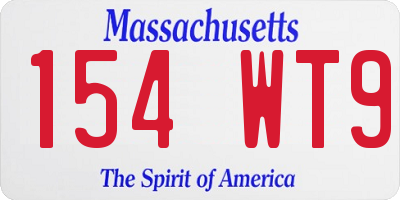 MA license plate 154WT9