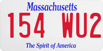 MA license plate 154WU2