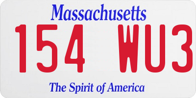MA license plate 154WU3