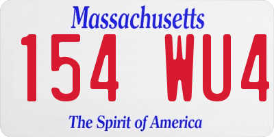 MA license plate 154WU4