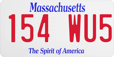 MA license plate 154WU5