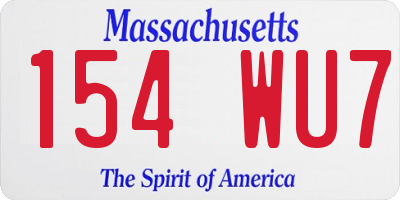 MA license plate 154WU7