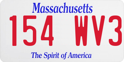 MA license plate 154WV3