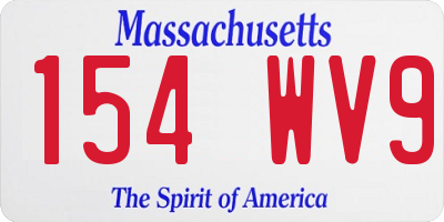 MA license plate 154WV9