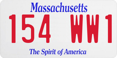 MA license plate 154WW1