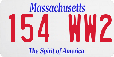 MA license plate 154WW2