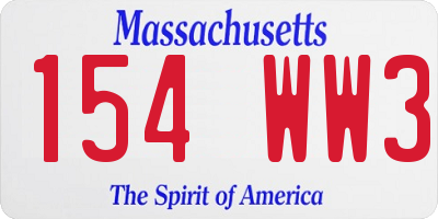 MA license plate 154WW3
