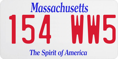 MA license plate 154WW5