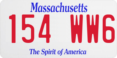 MA license plate 154WW6