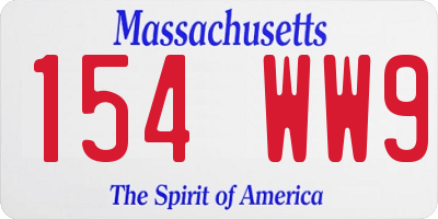 MA license plate 154WW9