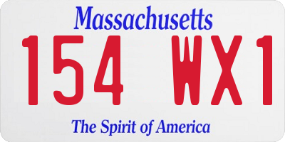 MA license plate 154WX1