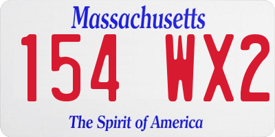 MA license plate 154WX2