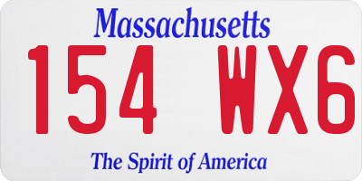 MA license plate 154WX6