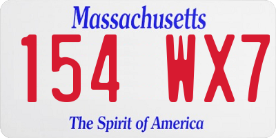 MA license plate 154WX7