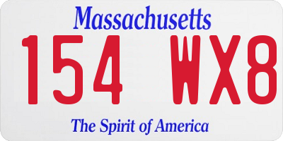 MA license plate 154WX8