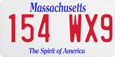 MA license plate 154WX9