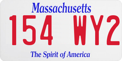 MA license plate 154WY2