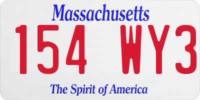 MA license plate 154WY3