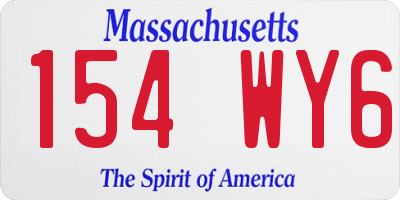 MA license plate 154WY6
