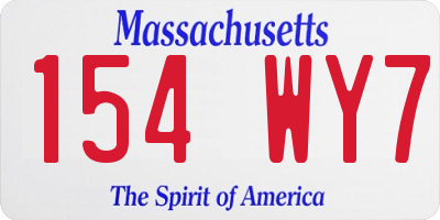 MA license plate 154WY7