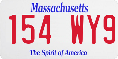 MA license plate 154WY9