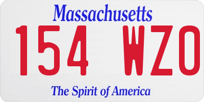 MA license plate 154WZ0