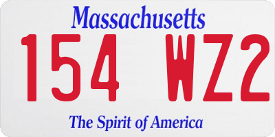 MA license plate 154WZ2