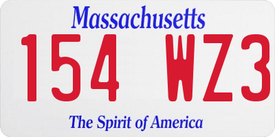 MA license plate 154WZ3