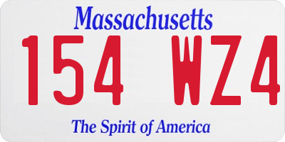 MA license plate 154WZ4