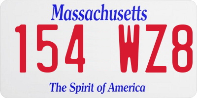 MA license plate 154WZ8